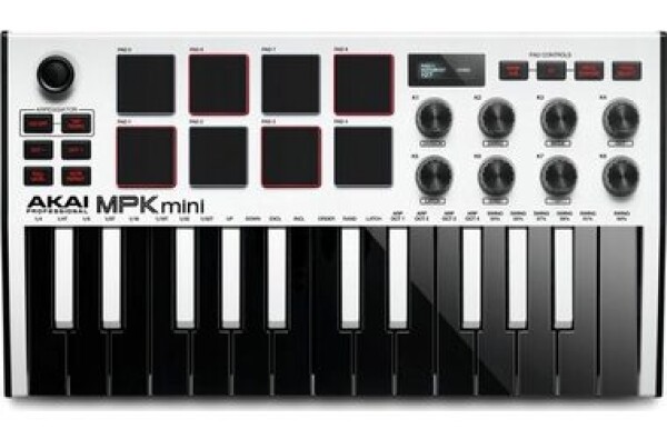 AKAI MPK mini MK3 Ovládacia klávesnica Pad kontrolér MIDI USB čierno-biela (MPKMINI3W)