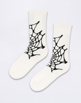 Edwin Spider Web Socks White garment washed