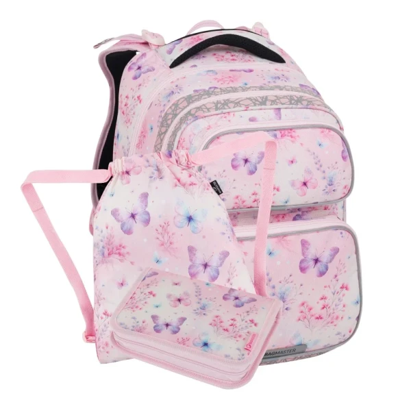 Bagmaster DOPI 25 A malý školní set pro prvňáčky – motýlci Růžová 23 l 191790