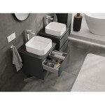 MEXEN/S - Orio kúpeľňová skrinka pod umývadlo 50 cm s doskou, 2 zásuvky, grafit mat 91A10-05047-2-BFFC66