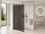 CERANO - Sprchová zástena Walk-in Orbis Top Round Ľ/P - 8 mm - okrúhla vzpera - čierna matná, grafitové sklo - 160x200 CER-682183