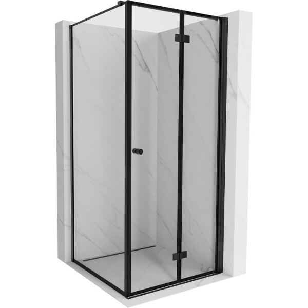 MEXEN/S - Mist-F sprchovací kút skladacie dvere pravá 100 x 100, čierna okraj, čierna 8A6T-100-100-70-70-P
