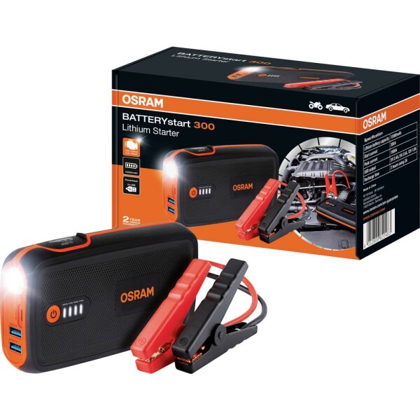 OSRAM systém na rýchle štartovanie auta BATTERYstart 300 OBSL300 Pomocný štartovací prúd (12 V)=300 A USB zásuvka 2x ; OBSL300