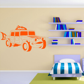 Veselá Stena Samolepka Detské autíčko Jeep Farba: oranžová, Veľkosť: 80 x 46 cm