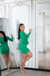 Sexy fine rib mini dress with cut outs neongreen Einheitsgroesse