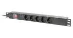 Lanberg Napájacia distribučná jednotka (PDU) 19" 1U čierna / PDU / 16A / 5x SCHUKO / 2 m (PDU-05F-0200-BK)