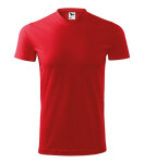 Ťažké tričko s výstrihom do V unisex červené 2XL