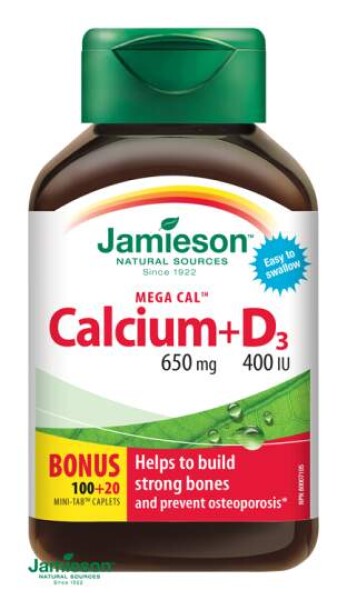 JAMIESON Mega cal vápnik + vitamín D3 100 + 20 tabliet ZADARMO