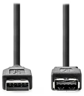 Nedis USB-A (M) - USB-A (F) 3.2 Gen1 3M čierna / Predlžovací kábel / 5 Gbps / okrúhly (CCGL61010BK30)