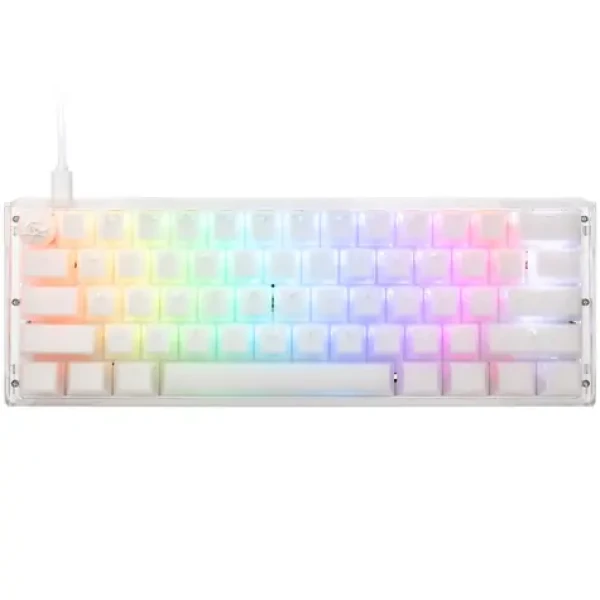 Ducky One 3 Aura Mini Gateron Baby Kangaroo biela / herná klávesnica / podsvietená / mechanická / drôtová USB-C / US (DKON2161ST-KUSPDAWWWWG1)