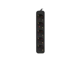 Lanberg napájacia lišta 5x Schuko čierna / Napájacia lišta / 3 m / medený kábel / 2500 W / detská poistka (PS0-05F-0300-BK)