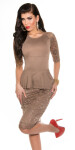 Sexy KouCla shift dress with peplum lace salmon