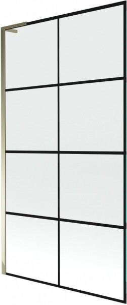 MEXEN/S - Next L vaňová zástena FIX 100 x 150, čierna vzor, zlatá 895-100-000-03-77-50