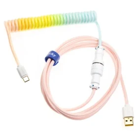 Ducky Premicord Cotton Candy Coiled Cable / USB-C - USB-A / 1.8m (DACOC2-COT1)
