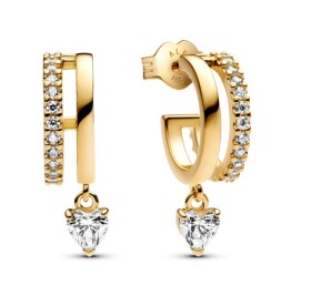 Pandora Pôvabné pozlátené náušnice so srdiečkom Shine 263685C01