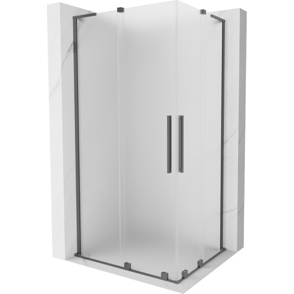 MEXEN/S - Velar L Duo sprchovací kút, posuvné dvere 90 x 80, dekor, grafit metal 871-090-080-02-33-95