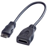 Roline HDMI prepojovací kábel Zásuvka HDMI-A, Zástrčka HDMI Mini-C 0.15 m čierna 11.04.5586 tienený HDMI kábel; 11.04.5586