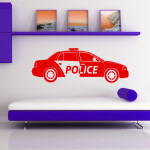 Veselá Stena Samolepka Policajné autíčko Farba: biela, Veľkosť: 40 x 13 cm