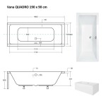 BESCO - Obdĺžniková vaňa QUADRO - Nožičky k vani - Bez nožičiek, Rozmer vane - 190 × 90 cm VANQAUD190