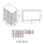 CERANO - Sprchovací kút Lantono L/P - 8 mm - Soft-Close - čierna matná, grafitové sklo - 130x90x195 - posuvný CER-8050BD7525