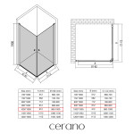 CERANO - Sprchovací kút Antelo Duo Ľ/P - 6 mm - čierna matná, transparentné sklo - 100x90x190 - otočný CER-480403