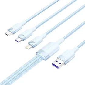 Vention CTRLG modrá / Kábel USB-A na USB-C, Lightning, Micro-B / 6A / 120W / 1,5 m (CTRLG)