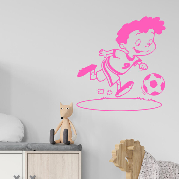 Veselá Stena Samolepka Chlapček futbalista Farba: růžová, Veľkosť: 40 x 43 cm