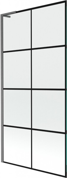 MEXEN/S - Next L vaňová zástena FIX 90 x 150, čierna vzor, grafit kartáčovaná 895-090-000-03-77-66