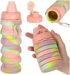 KIK Skladacia fľaša na vodu Ružová / Fľaša na pitie / 500 ml / silikón (KX3070)