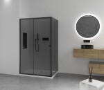 CERANO - Sprchovací kút Varone POINT Ľ/P - 6 mm - čierna matná, grafitové sklo - 120x70x195 - posuvný CER-429625