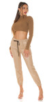 Trendy Highwaist leatherlook pants "Joggerstyle" green Einheitsgroesse