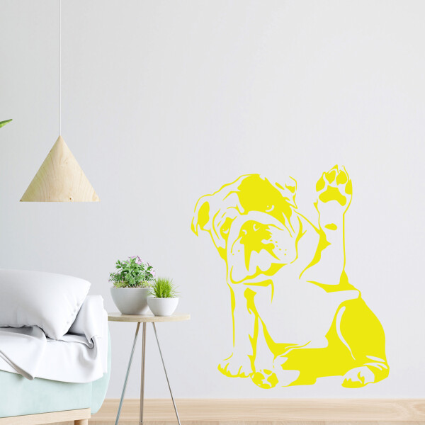 Veselá Stena Samolepka Buldog Farba: žlutá, Veľkosť: 100 x 88 cm