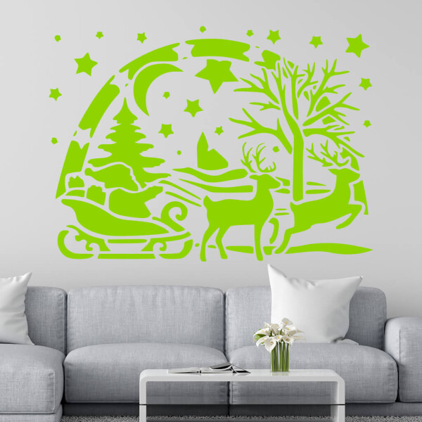 Veselá Stena Samolepka Santa Claus Farba: zelená, Veľkosť: 80 x 58 cm