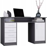 NoName BIURKO ADA Antracitový Biely 125 Cm 4 zásuvoky Skrinka police Do Biura Pokoju Na Notebook