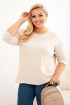 Dámsky plus size sveter s lodičkovým výstrihom béžový UNI