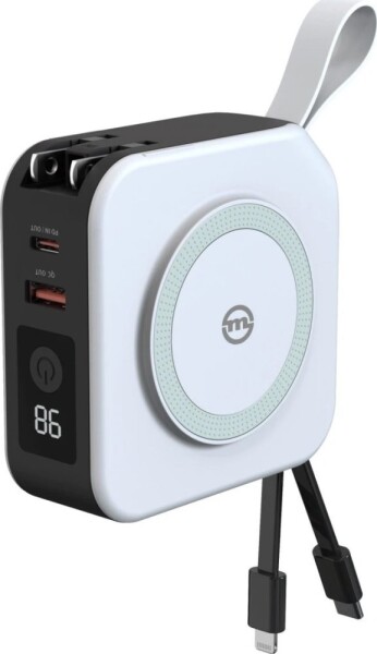 Mobile Origin Powerbank 10 000mAh and Travel Charger, Lightning and USB-C cable, white