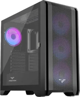 PREYON Nest Windy+ ARGB čierna / ATX / USB-A 3.0 / USB-A 2.0 / USB-C / 4X 120mm / bez zdroja / priehľadná bočnica (PRENWP04B)