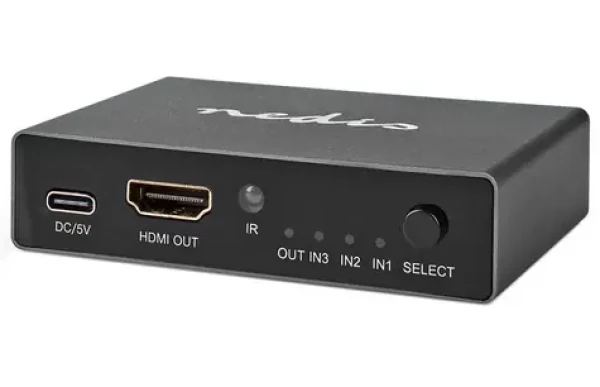 Nedis VSWI3493AT HDMI prepínač 3 vstupy na 1 výstup / 8K @ 60Hz / 45 Gbps / HDCP 2.3 / hliník (VSWI3493AT)