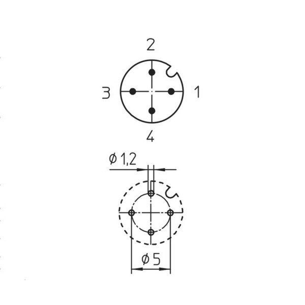 Lutronic 1231 04 T9CP zabudovateľný zástrčkový konektor pre senzory - aktory, 1234, piny: 4, 1 ks; 1234