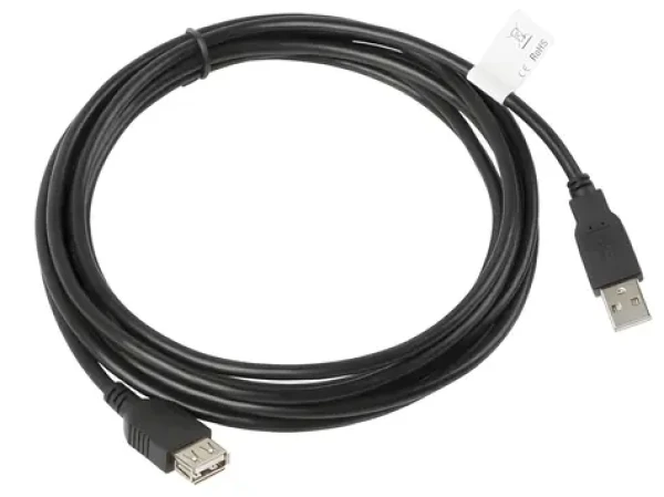 Lanberg CA-USBE-10CC-0030-BK čierna / Kábel USB 2.0 / USB-A (M) - USB-A (M) / 3 m (CA-USBE-10CC-0030-BK)