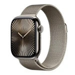 Apple Watch Series 10 GPS+Cellular 42mm Prírodné titánové telo - Prírodný milánsky ťah / 130-180 mm (MWXF3)