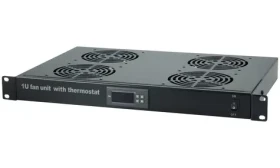 Xtendlan Ventilácia do 1U pozície / Ventilačná jednotka / termostat / 4 ventilátory / hĺbka 350 mm (SFAN1U4T-B)