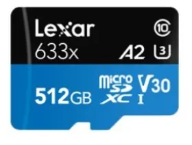 Lexar High-Performance 633x microSDXC 512GB + adaptér / čítanie: 100MBs / zápis: 70MBs / UHS-I U3 / A2 / Class 10 / V30 (LSDMI512BB633A)