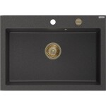 MEXEN/S MEXEN/S - Elix granitový drez 1-miska 700 x 500 mm, čierna kropenatá, sifón zlatá 6526701005-76-G
