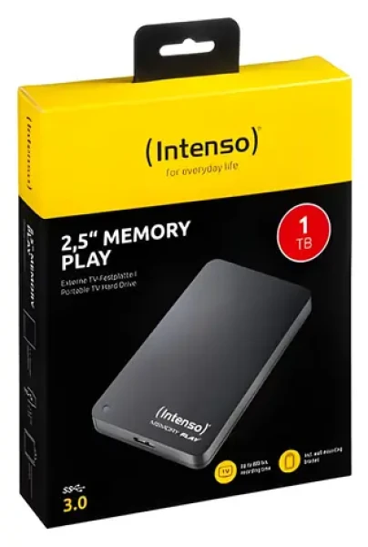 INTENSO Memory Play 1TB čierna / Externý disk / 2.5" / USB 3.0 / R: 85 MB/s / W: 75 MB/s (6021460)
