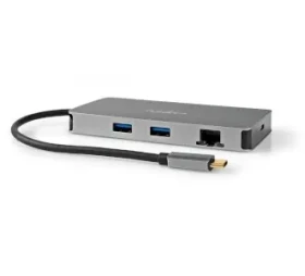 Nedis USB-C hub 7v1 antracit / USB hub / USB 3.2 Gen 1 / 2x HDMI / RJ45 / SD microSD / PD 100W (CCBW64250AT02)