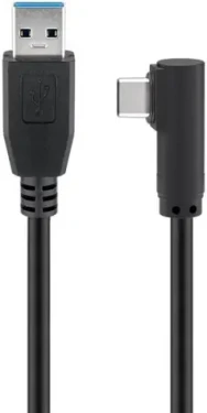 MicroConnect kábel USB-C 90° uhol (M) - USB3.0 A (M) 2m čierna / 5000Mbit/s (USB3.1CA2A)