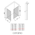 CERANO - Sprchová zástena Walk-in Crystal TL/P - 10 mm - bezvzperový systém - čierna matná, grafitové sklo - 150x140x200 CER-8050BD80754