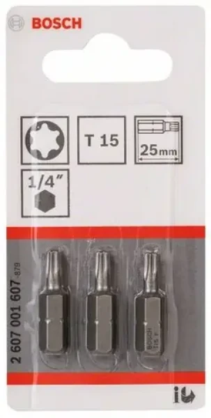 BOSCH 2607001607 / Extra-Hard súprava bitov T15 25 mm 3 ks (2607001607)