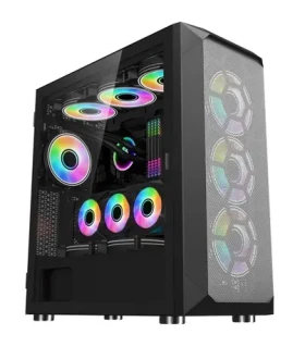 1stCool MiddleTower Wind Storm čierna / PC skriňa / Bez zdroja / 2x USB 1x USB 3.0 / Tvrdené sklo (ML-WSTORM-B)